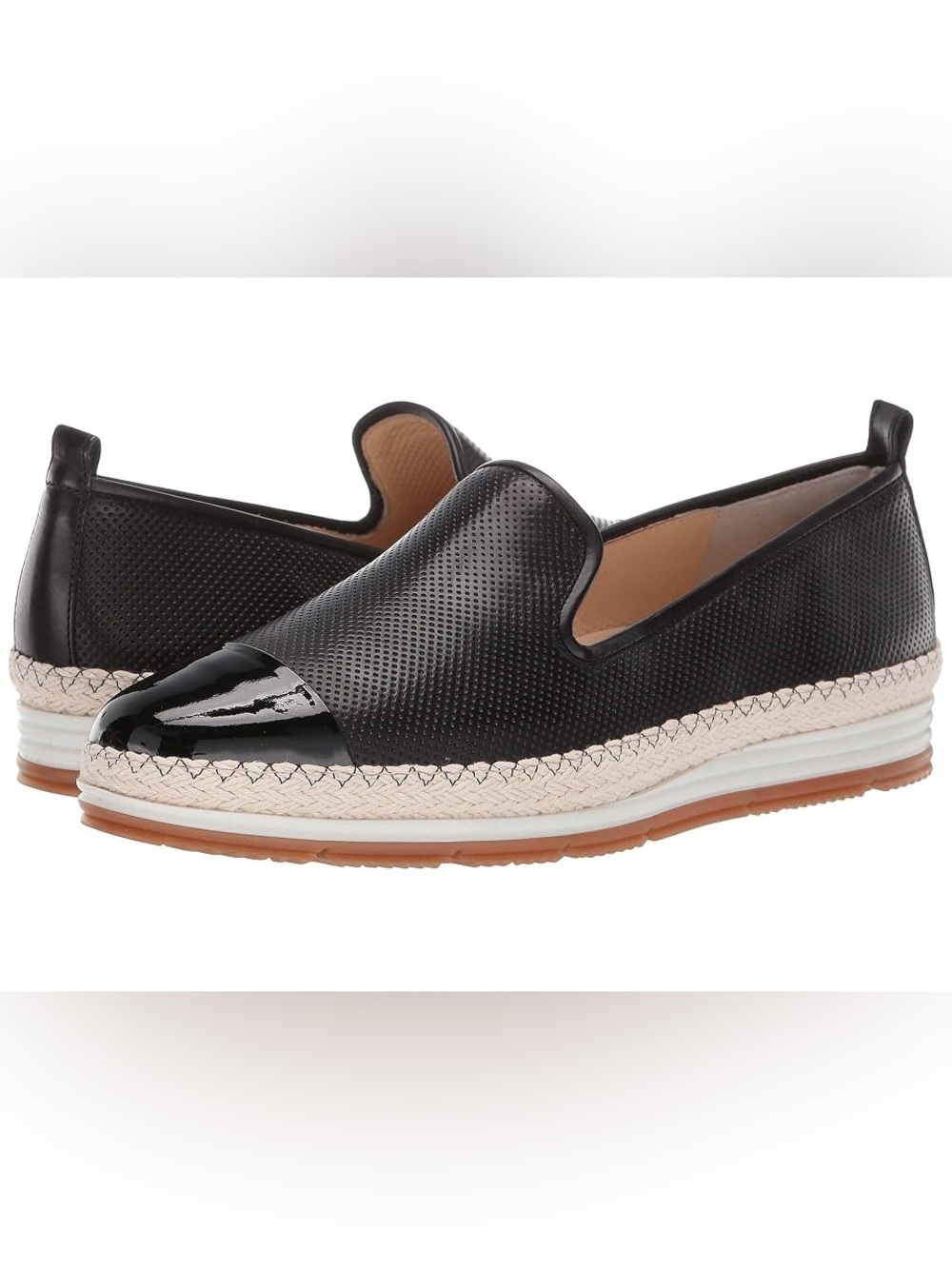 PAUL GREEN Black Women's Slip-On Espadrille Loafers